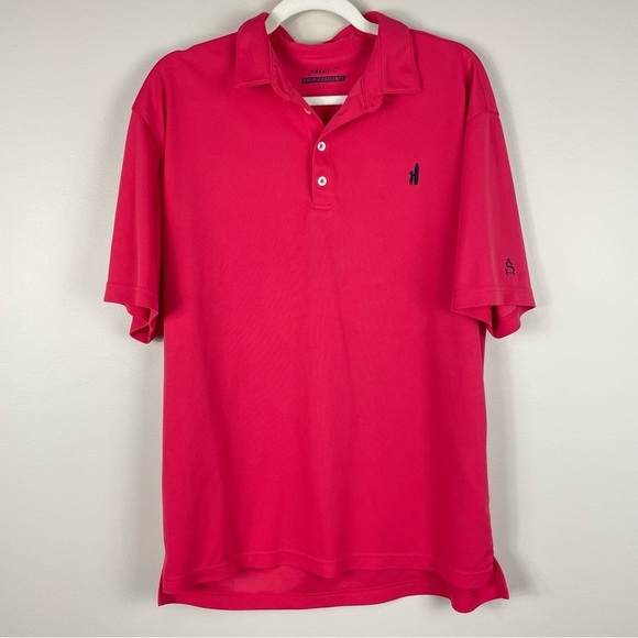 Johnnie-O Mens Large Polo Prep-Formance Short Sleeve Shirt Top Red Pink Golf - Picture 1 of 8